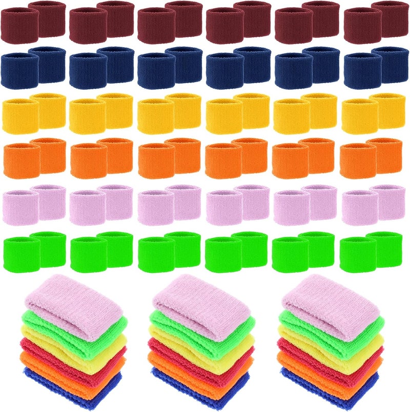 Tobeelec 72 Pcs(36 Pairs) Bulk Sports Wristbands - Sweatbands Sports Wrist Bands for Basketball Football Party Favors for Outdoor Activity - Image 1